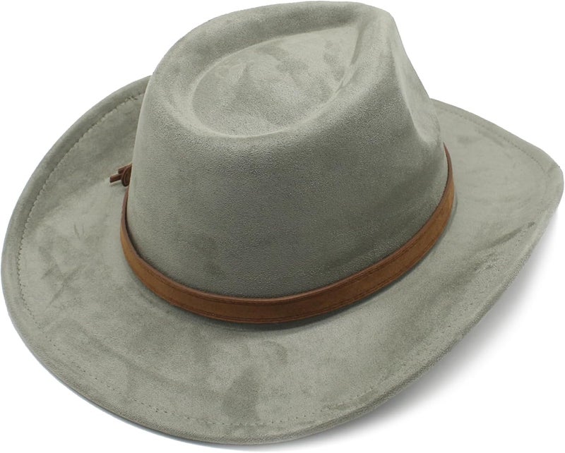 CCAKXCJJ Unisex Western Suede Cowboy Cowgirl Hat Classic Wide Brim Fedora Hat for Men &Women - Image 5